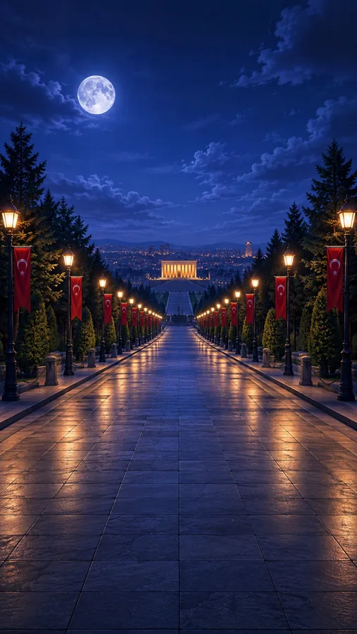 Anıtkabir yaklaşımı gece sahnesi